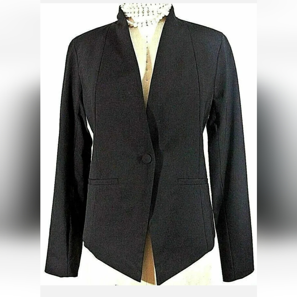 EILEEN FISHER Black Stand Collar Jacket NEW Stretch Wool Blend $378 Sizes 6 8 10